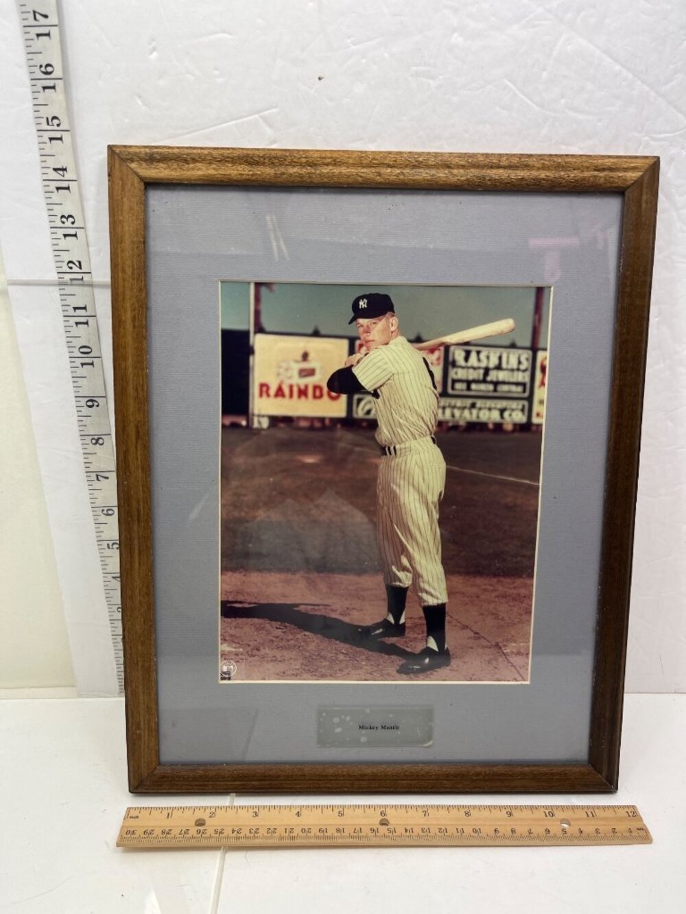 Framed Mickey Mantle Photo With Genuine Merchandise Seal - 13"x16" C42